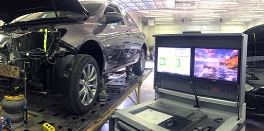 Car undergoing diagnostics